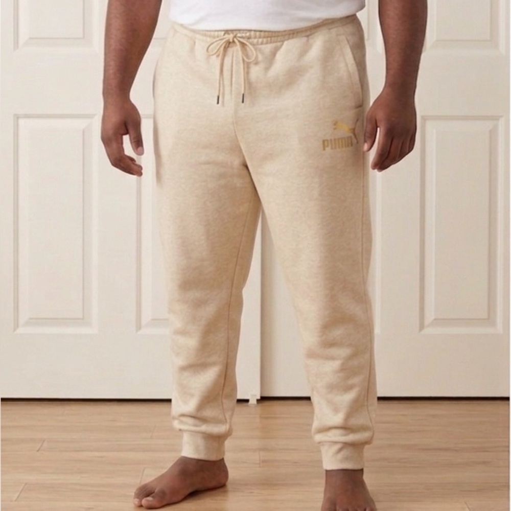 PUMA Beige Fleece Sweatpants with Logo Tag. Size XXL